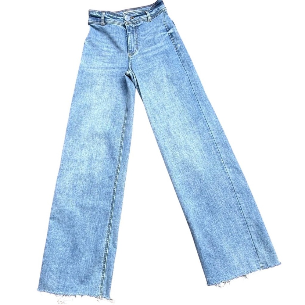 OAT NEW YORK High-Rise Wide-Leg Raw-Hem Jeans Light Wash | Women's 0/25